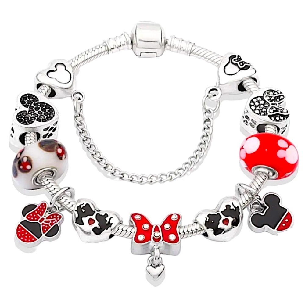 Disney Mickey Minnie Mouse Charm Bracelet